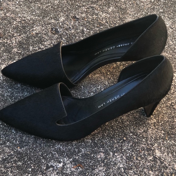 10 Crosby Dereck Lam Black Real Fur High Heels. d’Orsay Pumps, Size 7 1/2 NWOT - Picture 13 of 16